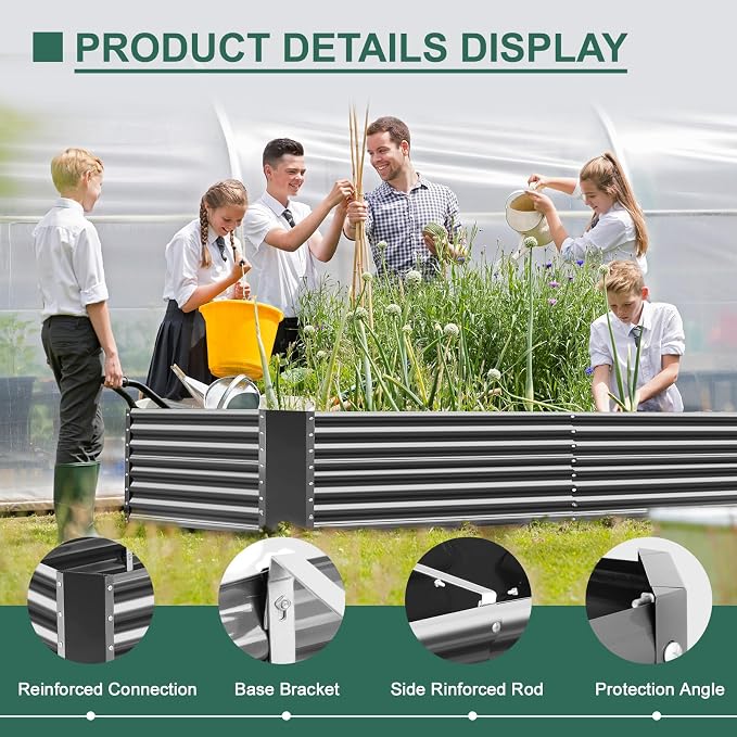 Land Guard 6x3x3ft Rectangular Galvanized Raised Garden Beds, Large-Capacity - Image 7