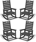 SERWALL Outdoor Rocking Chair Set of 4, Oversized HDPE Patio Rocking Chair by SERWALL