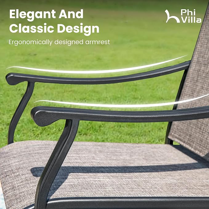 PHI VILLA Patio Dining Table and Chairs, 2 Swivel & 4 Stable Patio Dining Chairs - Image 4