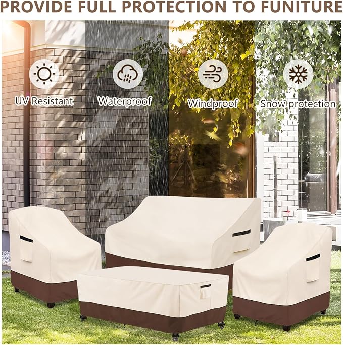 Rileytee Patio Furniture Set Covers, 4 Piece, 600D Heavy Duty Waterproof - Image 7