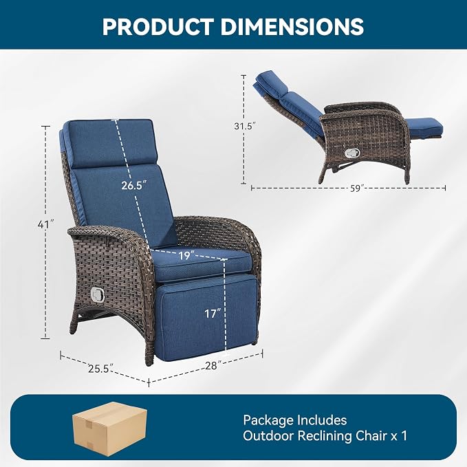 Zero Gravity Wicker Patio Recliner Chair - Image 2