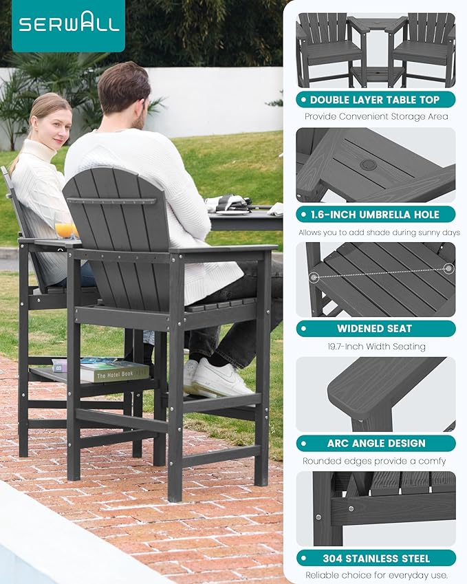 SERWALL Tall Adirondack Chairs Set of 2 - Image 4