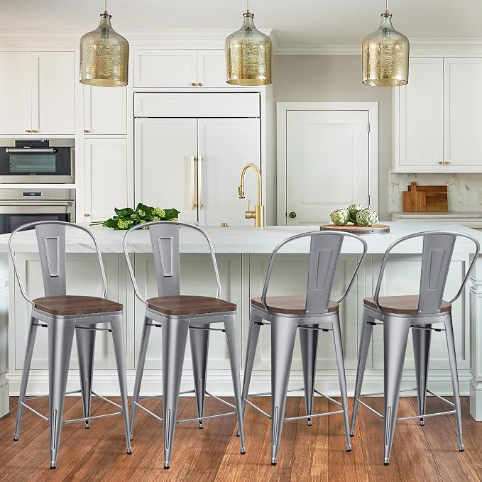Yongqiang 26 inch Bar Stools Set of 4 Kitchen Counter Height Bar Chairs Modern - Image 8
