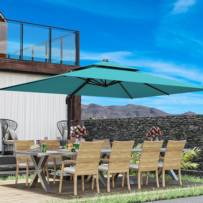 10x13FT Cantilever Outdoor Patio Umbrellas, Double Top Large Rectangle Umbrella - Image 7