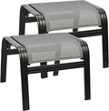 Outdoor Patio Ottoman Seat Textilene Portable Metal Footstool Portable Footrest by Deugold