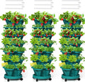Strawberry Vertical Planters Tower Garden 3 Pack, 7 Tiered Stacking Herb by Tectsia