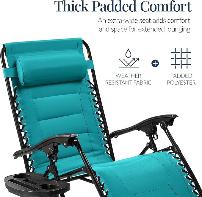 Best Choice Products Oversized Padded Zero Gravity Chair, Folding Outdoor Patio - Image 4