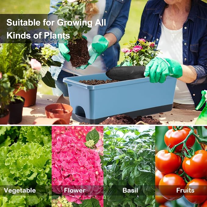 Window Box Planter 8 Pcs, 17 Inches Rectangle Flower Pots - Image 8