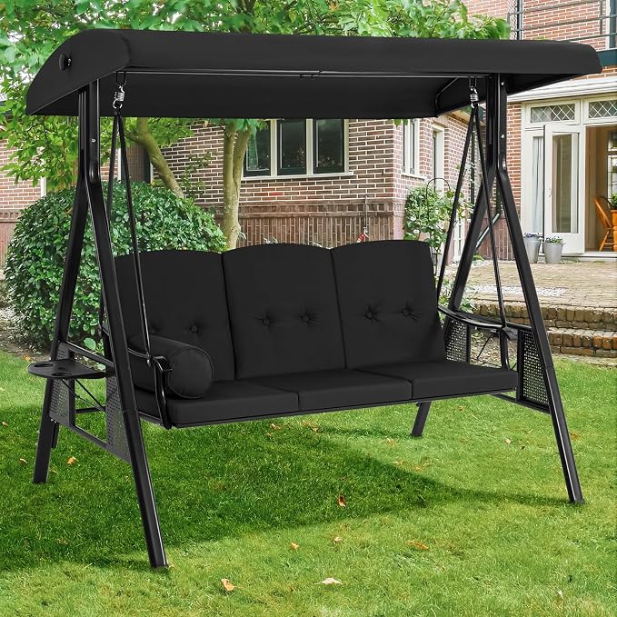 U-MAX 3-Seat Porch Swing Chair Steel Frame, Patio Swing Chair - Image 6