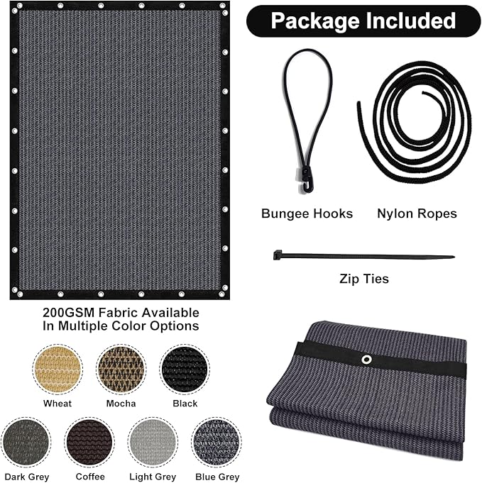 Artpuch 90% Sun Shade Cloth, 5 x 12 FT Pergola Shade Cover Canopy - Image 7