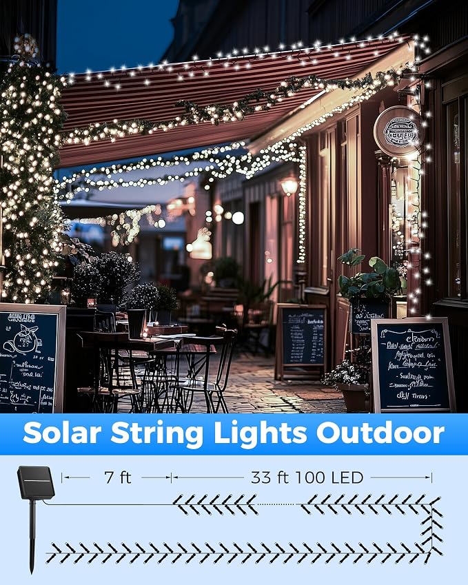 Brightown Solar Outdoor String Lights - 50 FT 120 LED Solar String Lights - Image 6
