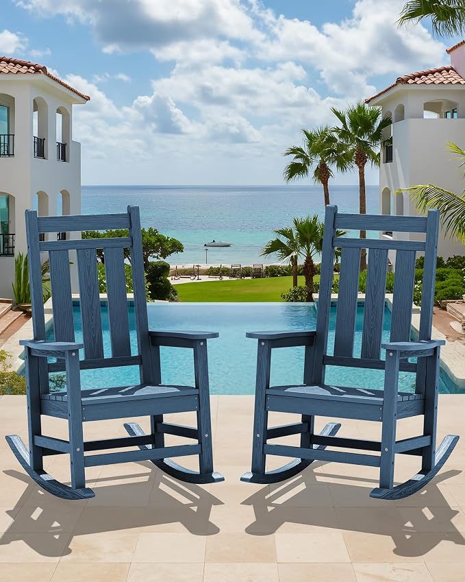 KINGYES Oversized Outdoor Rocking Chair, All-Weather Patio Rocking Chairs - Image 2