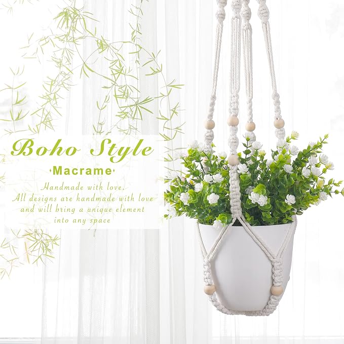 YIBOT Macrame Plant Hanger Indoor Outdoor, Heavy 20lb Planters, Extra Long - Image 5