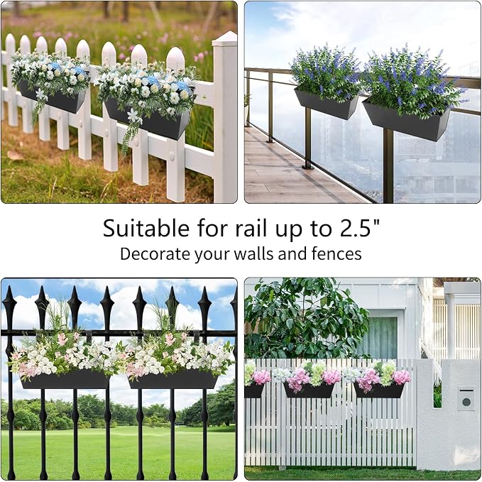 Railing Planters Outdoor Balcony 16 Inch Deck Over The Railing Planter Boxes - Image 7