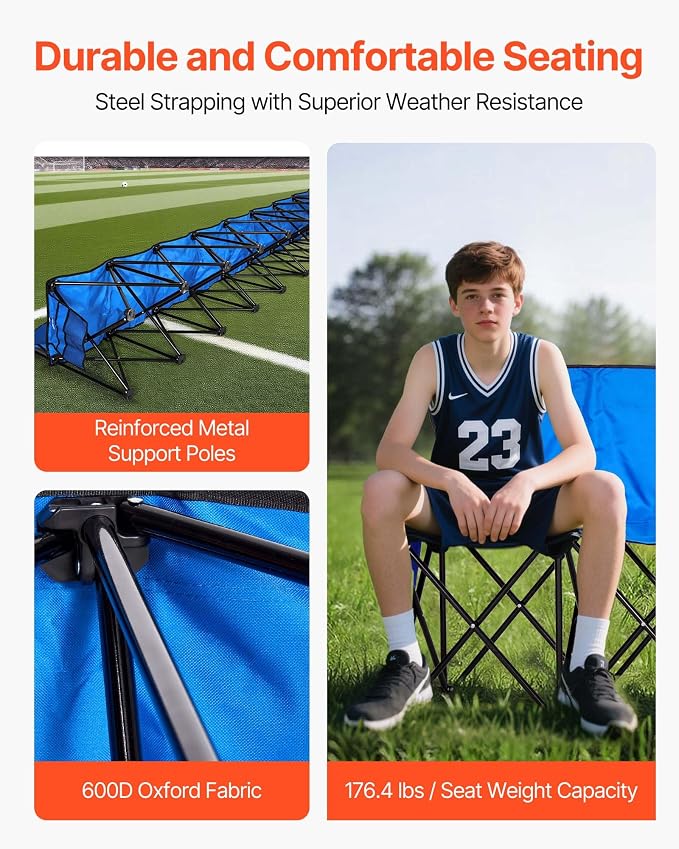 VEVOR Portable Folding Bench, 8 Seat Foldable Soccer Bench - Image 5