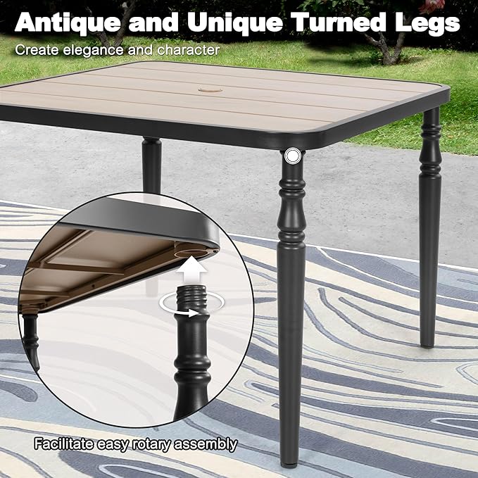 NUU GARDEN 37" Square Outdoor Dining Table, Metal Dining Table - Image 7