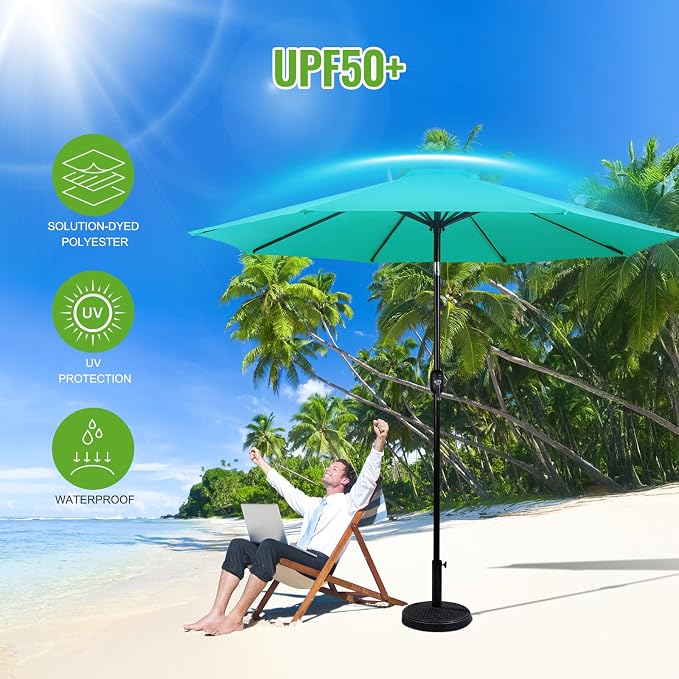 Backyard Expressions 9 ft. Patio Umbrella, Market Table Umbrella w/Tilt and - Image 3