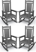 KINGYES HDPE Patio Rocking Chair Set of 4, Outdoor Rocking Chairs Porch Rocker by KINGYES