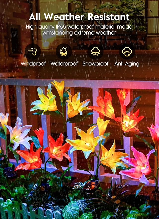Brightown Solar Lights Outdoor, 4 Pack Solar Garden Lights - Image 5