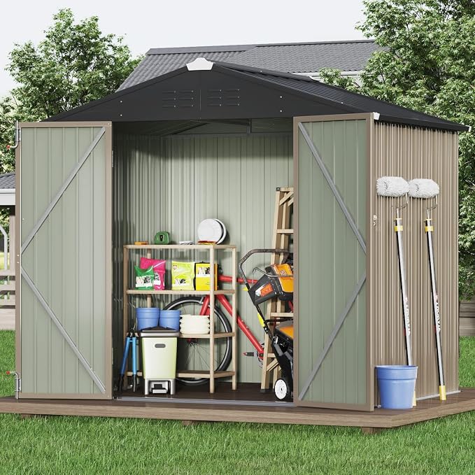 Devoko Outdoor Storage Shed 8 x 6 FT Lockable Metal Garden Shed Steel - Image 2