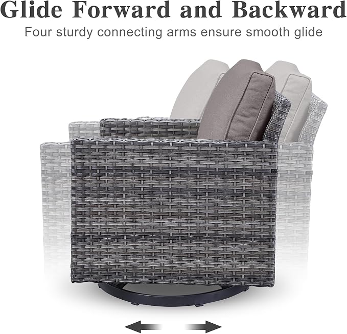 Belord Wicker Patio Furniture 5 Piece Outdoor Sofa Set, Oversize Outdoor Swivel - Image 5