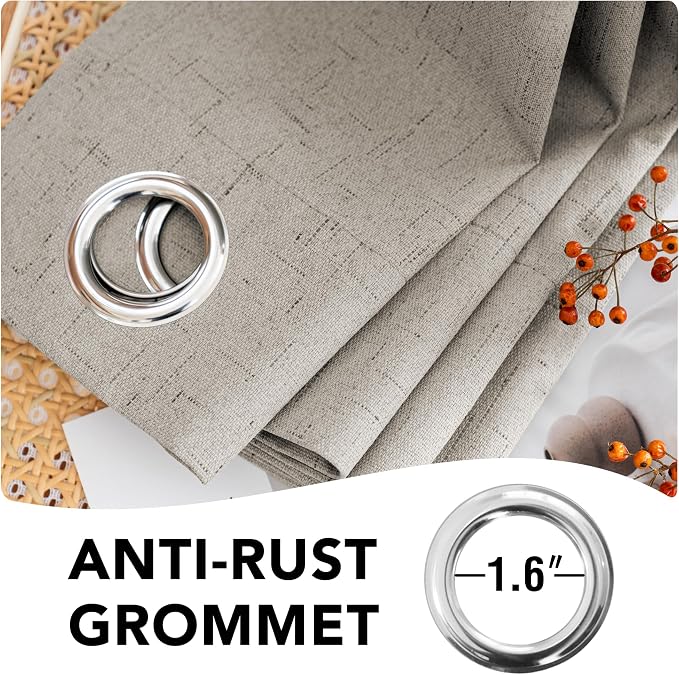 H.VERSAILTEX Primitive Linen Curtains 100% Blackout Curtain Drapes Burlap - Image 6