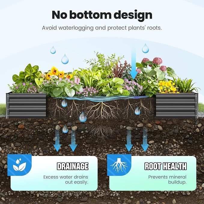 Quictent Galvanized Raised Garden Bed 8x4x1 Ft Metal Planter Box - Image 5