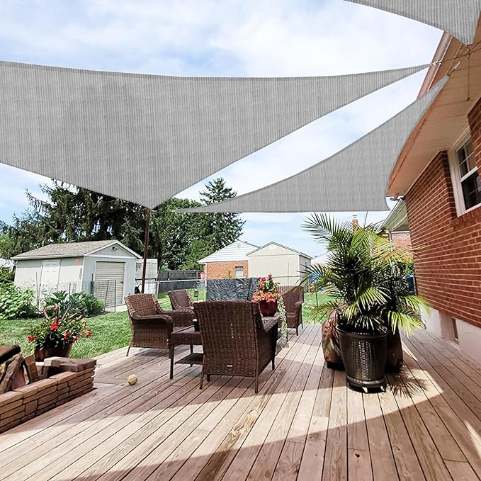 Patio Paradise 14' x 14' x 13'10" Sun Shade Sail Triangle Canopy, Permeable by Patio