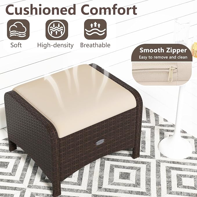 RELAX4LIFE Wicker Outdoor Ottomans - Image 6
