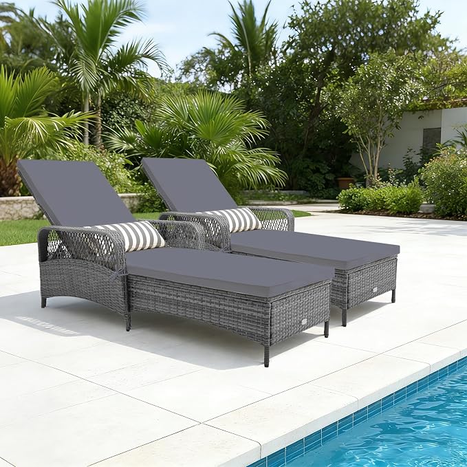 Tangkula Wicker Chaise Lounge Outdoor, Patio Rattan Reclining Chaise - Image 9