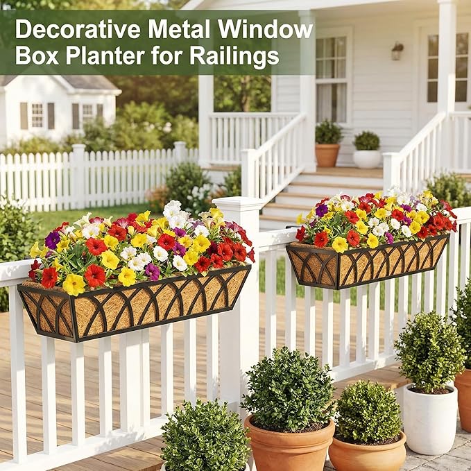 HFHOME 2 Pcs 30" Window Box Deck Railing Planter - Image 3