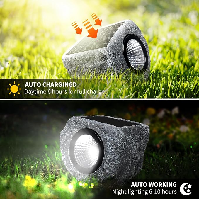 Solar Rock Lights Outdoor 4 Pack, Bright Solar Spotlights Outdoor Waterproof - Image 4