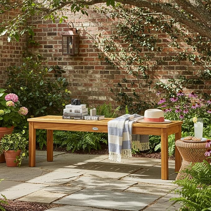Tangkula 52 Inches Acacia Wood Outdoor Bench - Image 2