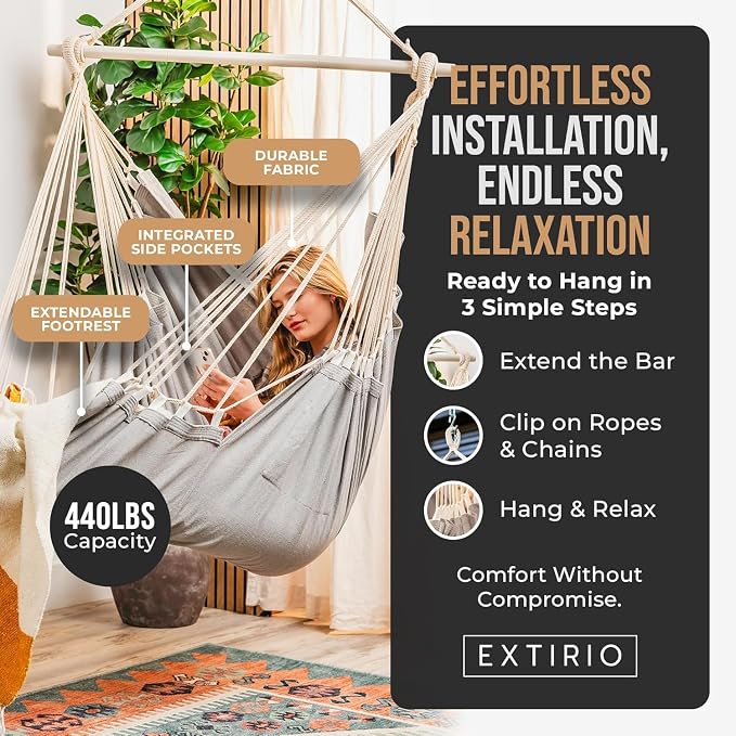 Hanging Hammock Chair Swing – Hanging Chair Outdoor & Indoor - Image 4
