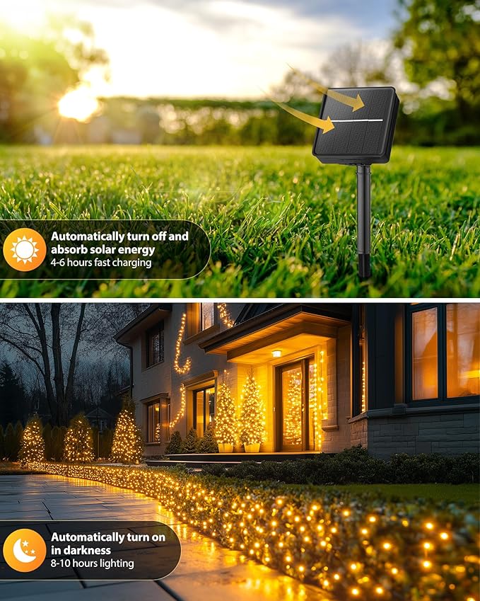 Brightown Solar String Light for Outside, 50Ft 120 LED Solar Lights Outdoor - Image 5