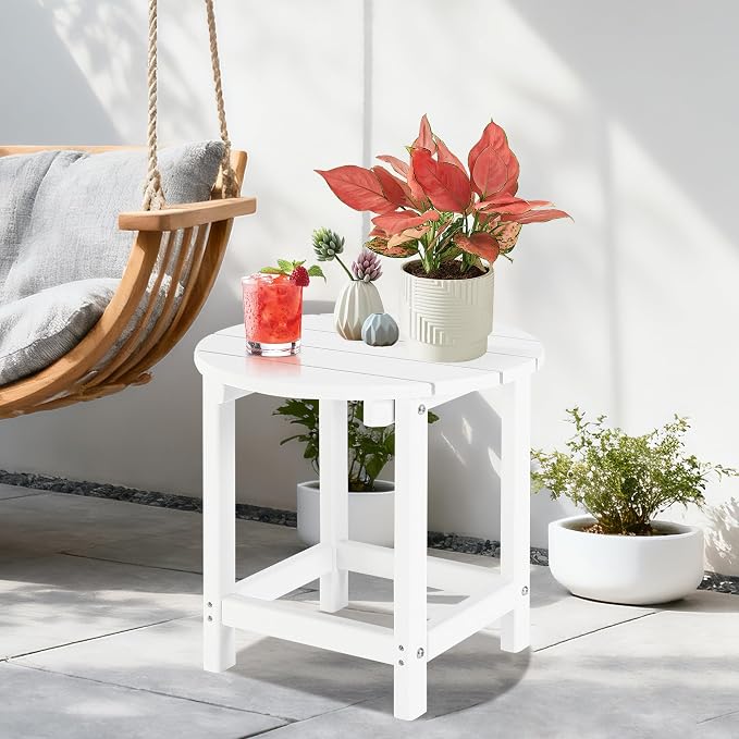 LZRS Round Adirondack Patio Side Table End Table, Outdoor Side Tables - Image 5
