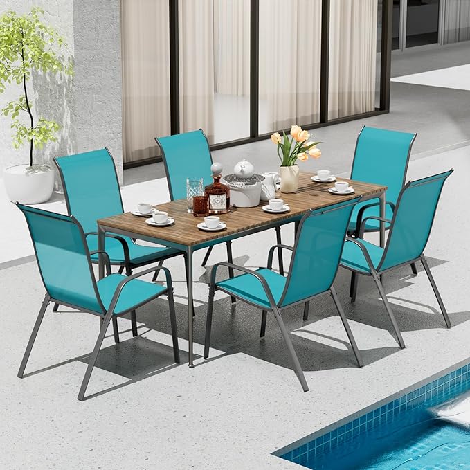 TLSUNNY Patio Chairs, Stackable Textilene Outdoor Dining Furniture - Image 2
