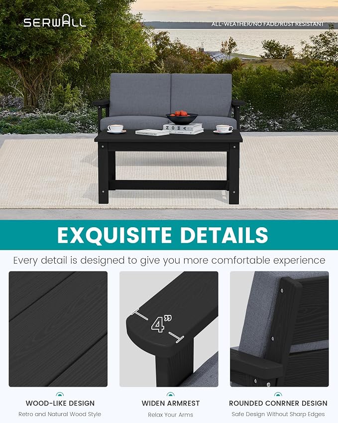 SERWALL HDPE Outdoor Patio Loveseat - Image 4