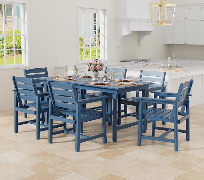 Anbuy Patio HDPE Dining Table Set, 7-Piece Outdoor Dining Table Sets, 2 in 1 - Image 9