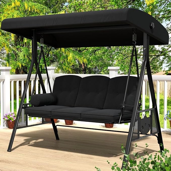 AECOJOY Outdoor Porch Swing, 3-Seat Porch Swing by AECOJOY