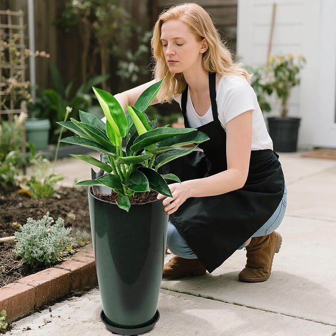 24/21/12 Inch Large Plastic Planter, Lightweight Ceramic-Look Tall Planters - Image 7