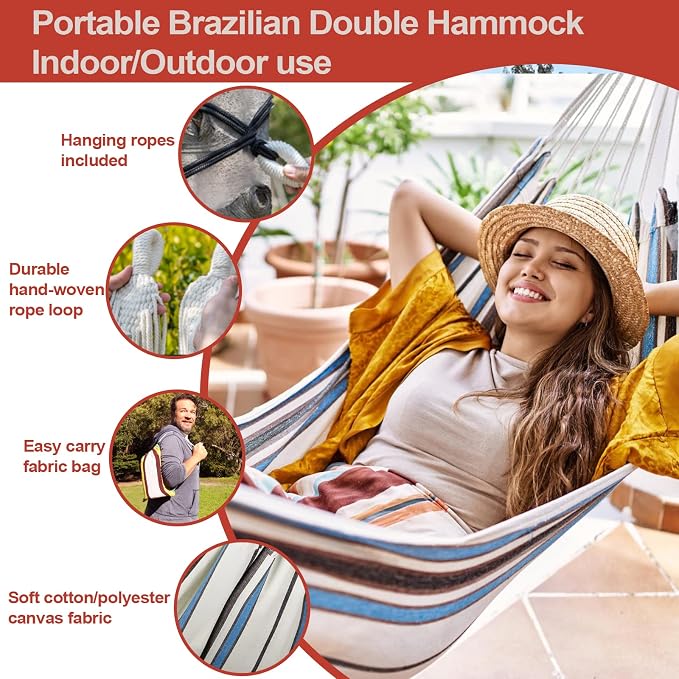 JoyView Brazilian Hammock for Single Preson Portable Hammock - Image 2