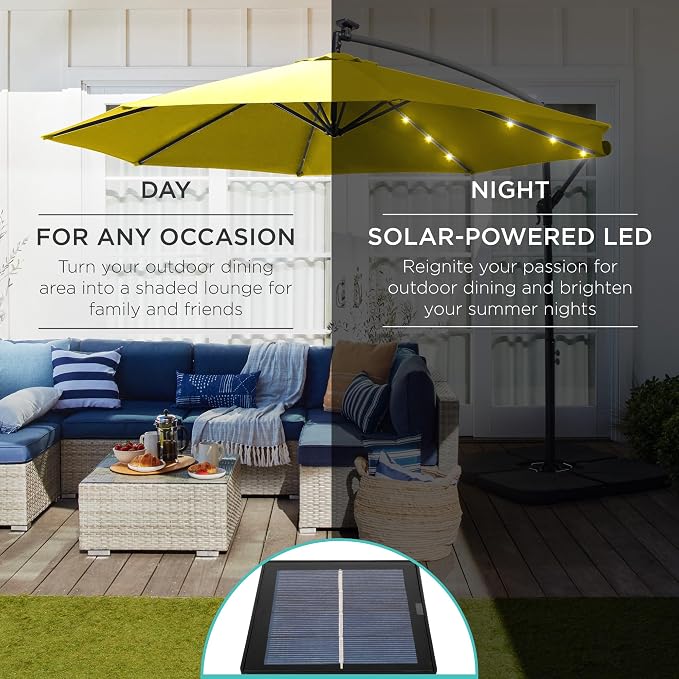 Best Choice Products 10ft Solar LED Offset Cantilever Hanging Market Patio - Image 3