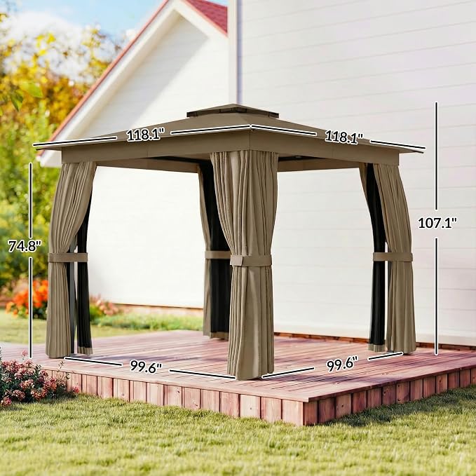Outsunny 10' x 10' Outdoor Patio Gazebo, Heavy Duty Gazebo Canopy Shelter - Image 7