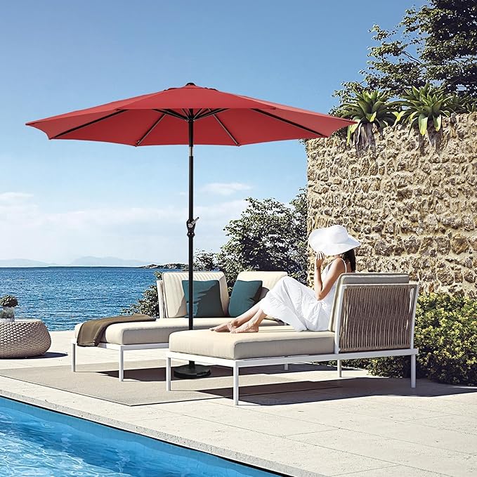 OLIXIS 9ft Patio Umbrella with Tilt and Crank Button & 8 Sturdy Ribs Waterproof - Image 7