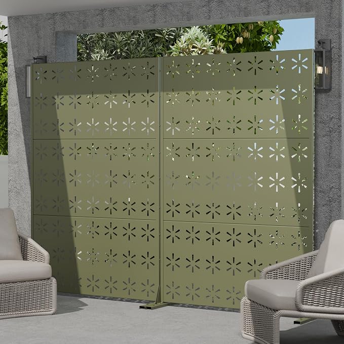 Casaphoria Metal Privacy Screen Outdoor, Light Green-Star - Image 3