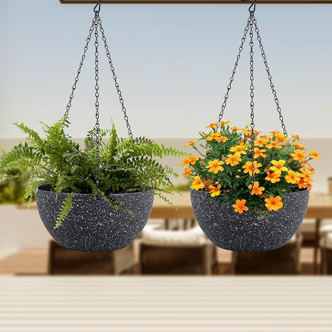 10 inch Hanging Planters for Indoor Outdoor Plants, 2 Pack Hanging Flower Plant - Image 6