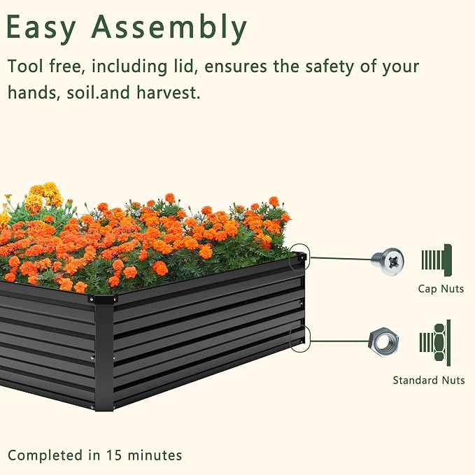 2PCS 12x4x1FT Galvanized Raised Garden Bed Kit, Vegetable Boxes-Rectangle Metal - Image 7