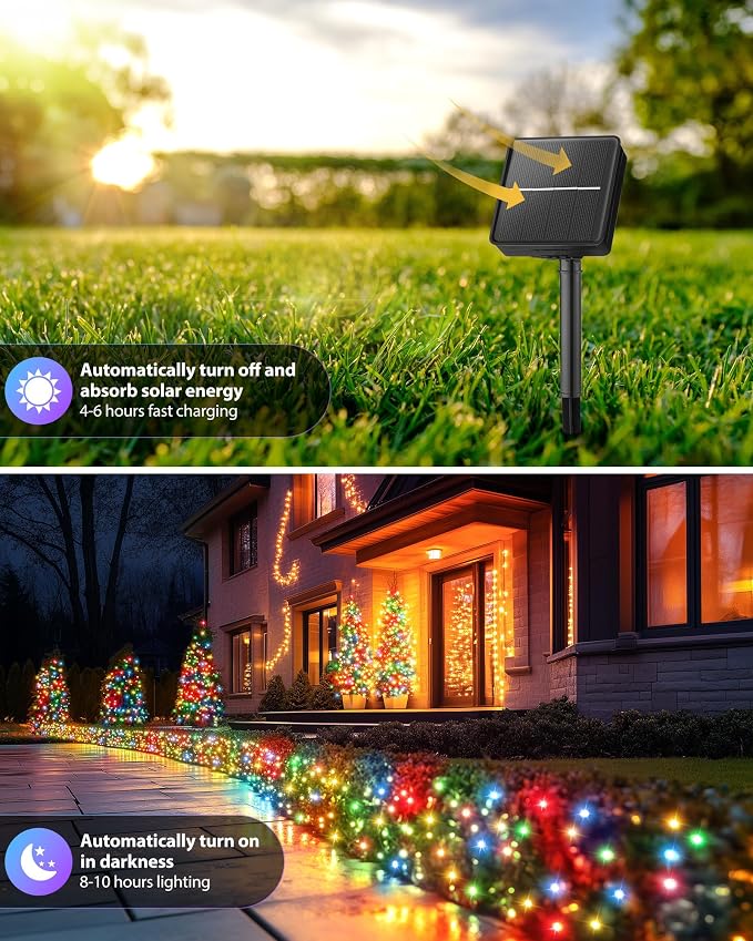 Brightown 2 Pack Solar String Lights Outdoor, Each 46Ft 120 LED Solar String - Image 3