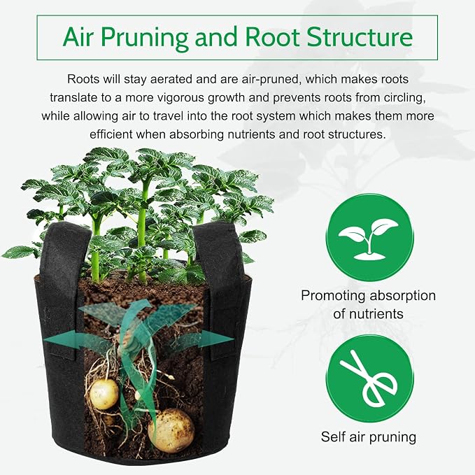 JERIA 12-Pack 10 Gallon Grow Bags, 300G Thickened Nonwoven Garden Pots - Image 5